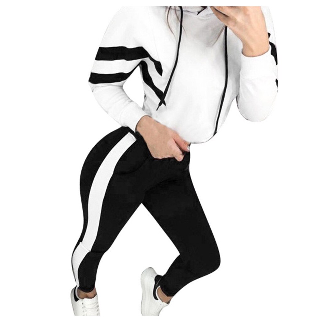 Welle Neue Anzug Set Frauen Trainingsanzug Zwei-stück Stil Outfit Sweatshirt Sport Tragen: WHITE / XL