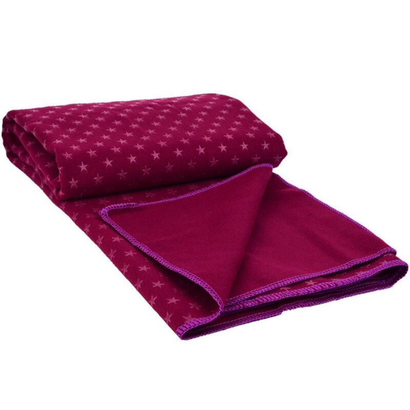 Yogamatten-handtuch mit kleinem sternenmuster, mikrofaser, rutschfest, ultraweich und schweißabsorbierend: Burgund