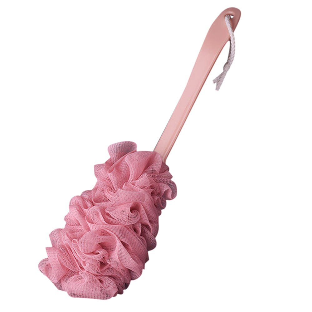 Badebørste langt håndtag hængende blødt mesh bagkrop badekar brusebad skrubber børste svamp tilbage børste spa skrubber sæbe  #25: Lyserød