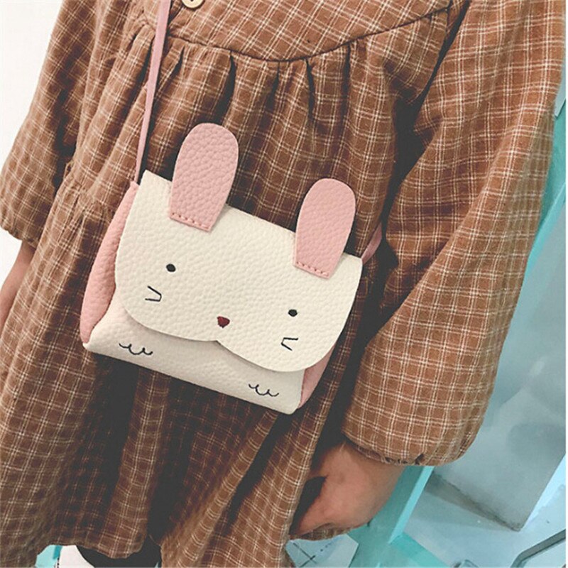 Girls PU Coin Purse Bag Wallet Kids Rabbit One Shoulder Bags Small Coin Purse Change Wallet Kids Bag