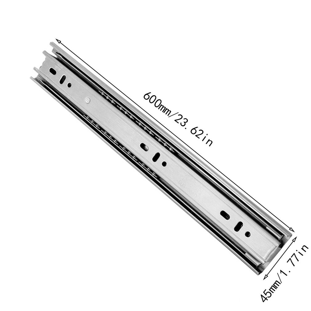 Stainless Steel Slide Rails Thickened Three-section Drawer Buffer Mute Steel Ball 4510 Slide Rail Damping Slide
