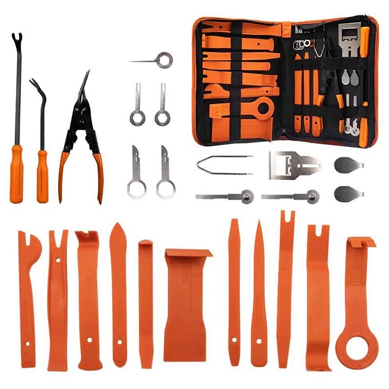 Herramienta de extracción de embellecedor para coche, Kit de herramientas de apriete con bolsa de almacenamiento, 25 uds.