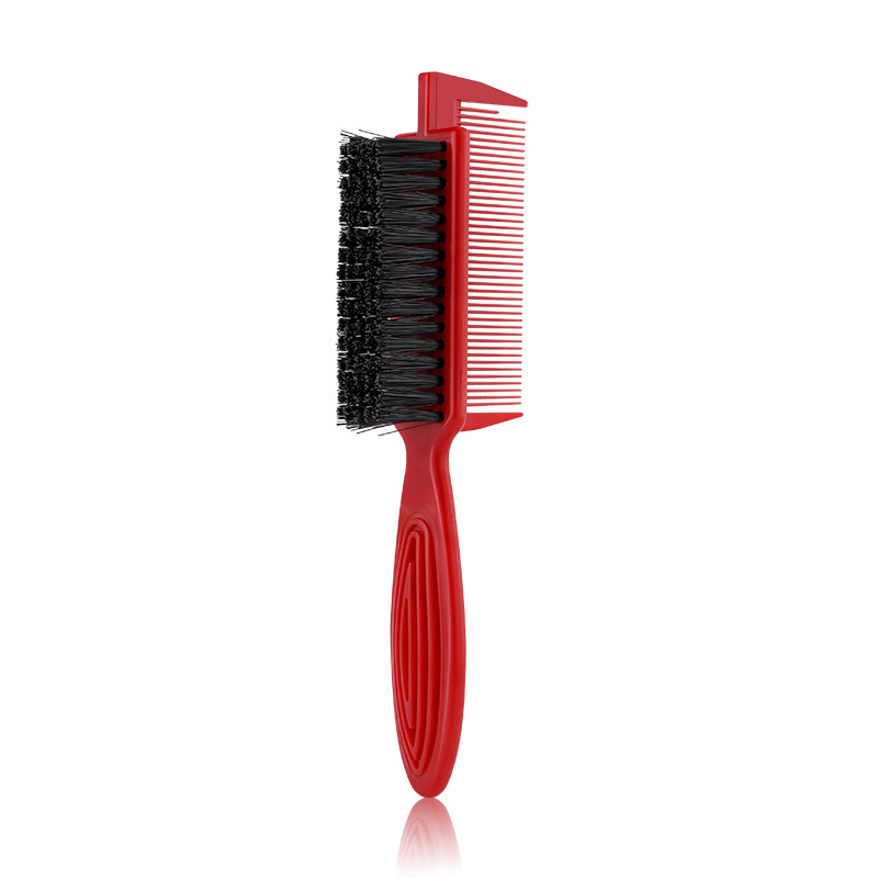 Cepillo de peluquero de doble cara, peine negro pequeño para peinar el cabello, afeitado, Barba, salón, tallado, plumero, cepillo de limpieza: Negro