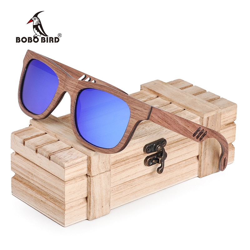 BOBO VOGEL Hout Zonnebril Mannen Vrouwen Luxe houten Zonnebril Dames W-hAG029