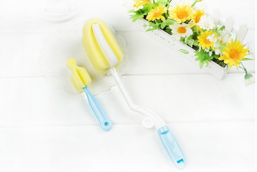 2 piezas fácil de limpiar copa de pezón de cuna esponja cepillo botella de leche de bebé vidrio limpiador para tazas herramienta de limpieza de lavado mango largo botella cepillos