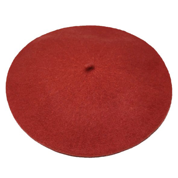 pas cher nouvelles femmes laine solide couleur béret femme Bonnet casquettes hiver tout assorti marche chapeau casquette 20 couleur: rust red