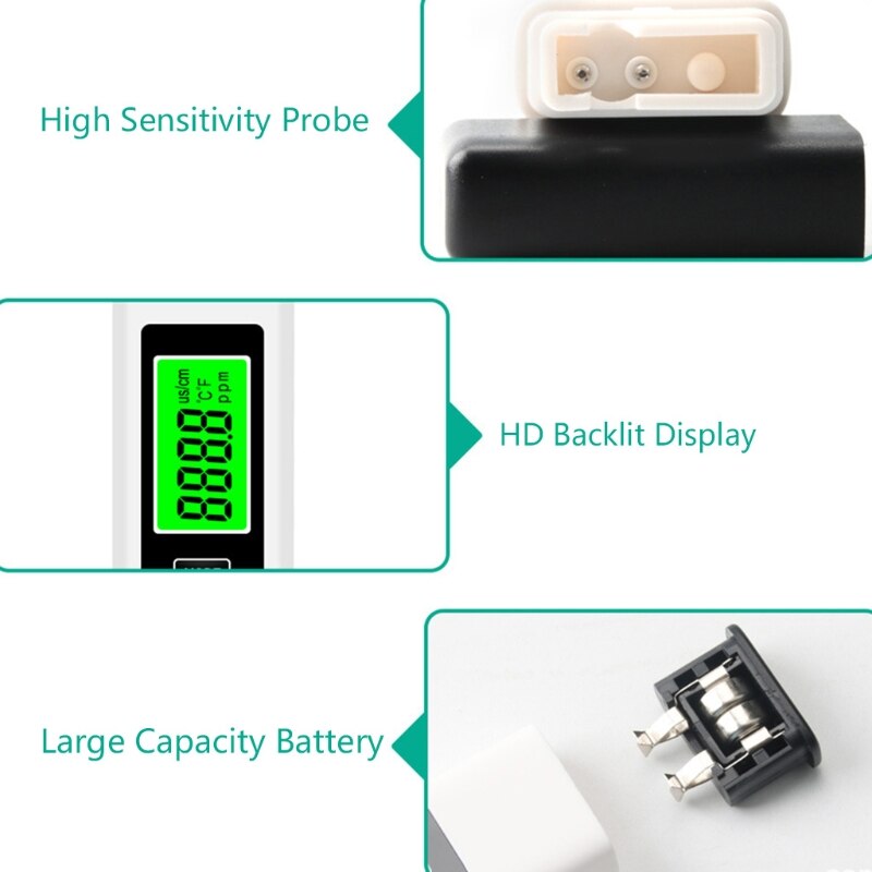 3 In 1 Lcd Digitale Tds Eg Ppm Meter Waterkwaliteit Zuiverheid Tester Pen Voor Aquarium Pool Thuis Drinken Monitor