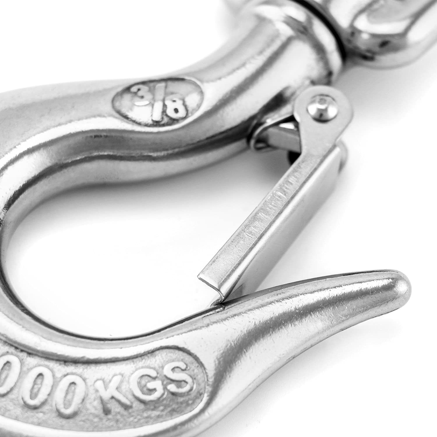 Crane Swivel Hook 304 Stainless Steel Swivel Lifting Clevis Chain Hook with Safety Latch 2000lb