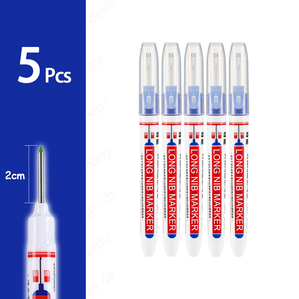 Rotuladores de cabeza larga impermeables de 2cm, rotulador de Agujero profundo para herramientas de carpintería de carpintero de Metal, Blanco/rojo/negro/azul/verde, 5-100 Uds.