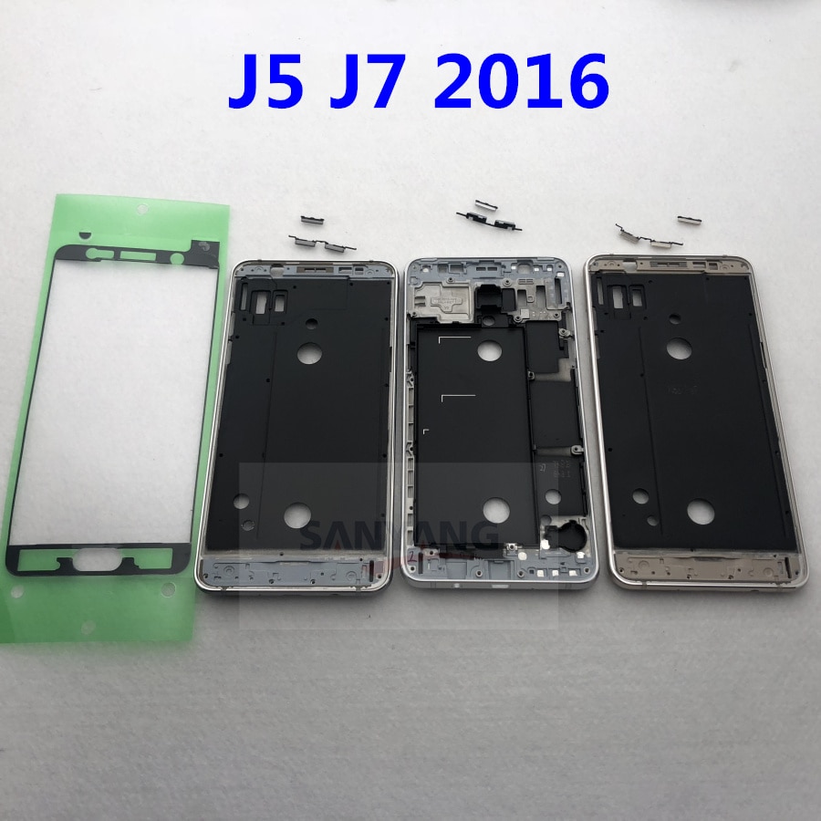 per Samsung galassia J5 J7 2016 J510 J510F J510FN J710F J710 Alloggiamento Del Telefono Anteriore J5 Medio cornice Bezel Telaio + tasti + Colla