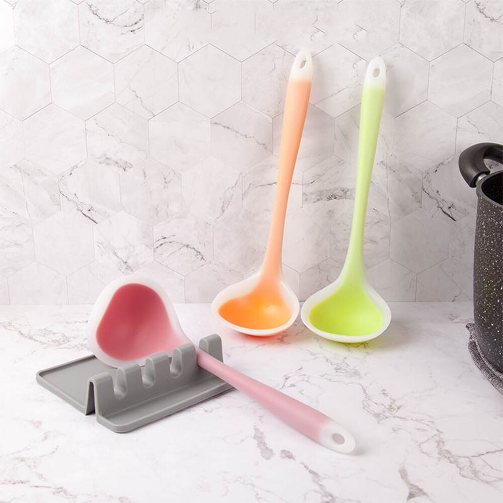 Cuchara sopera de silicona, cocina antiadherente, cucharas de comida grandes, cucharón, mango largo, utensilios de cocina para el hogar