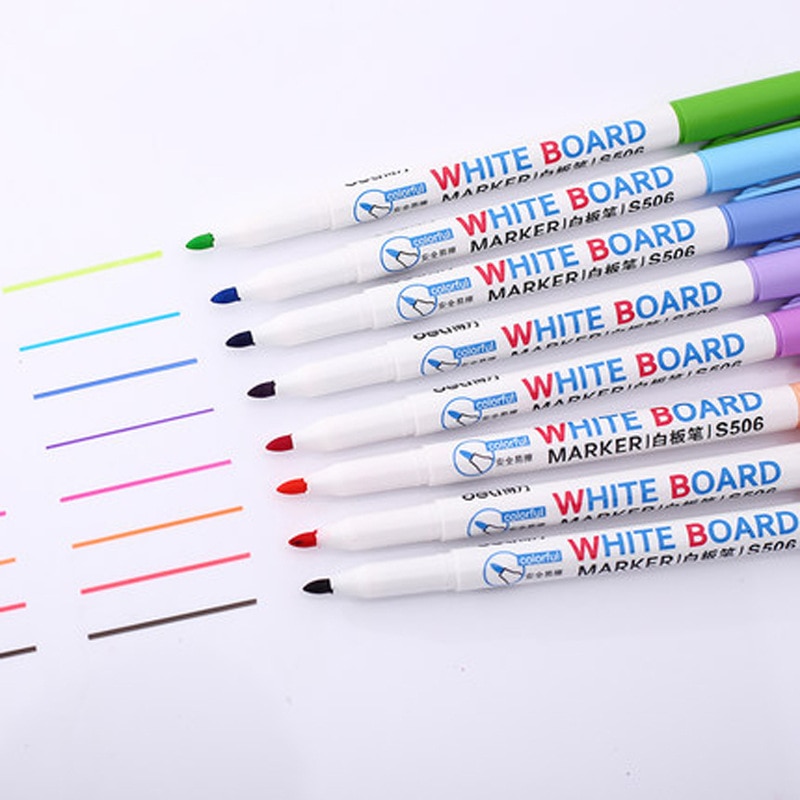 8 Kleuren Lage Geur Droog Uitwisbare Markers, Whiteboard Uitwisbare Marker Pennen Set, Ultra Fijne Tip, diverse Kleuren, 8-Count