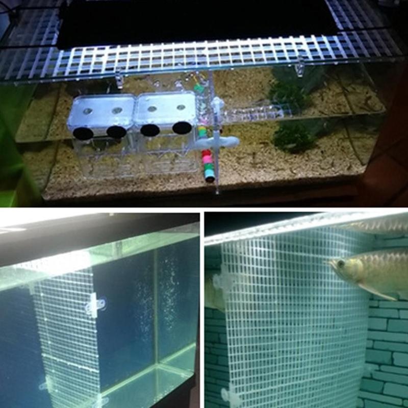Akvarium akryl skillevægge fulde huller med 4 stk sugekop gratis til betta fisk guppies tank sort blå klar