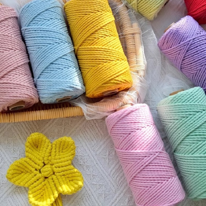 Macrame 2MM 100M Corde colorate Macrame Corda Macrame Filato intrecciato Cavo fatto a mano Appeso a parete Bohemia Festa di nozze Decorazioni per la casa CS002