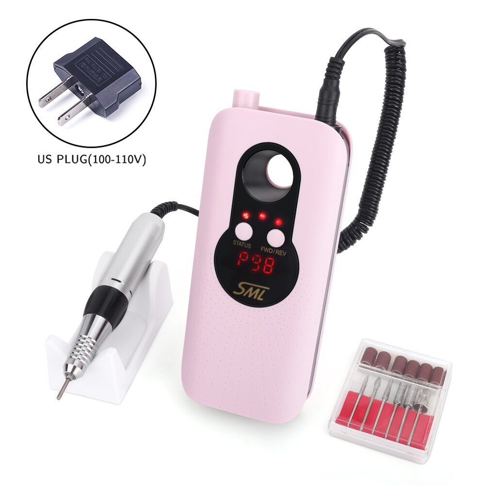Professionelle 35000rpm Nagel Bohrer Maschine Wiederaufladbare Tragbare Manikübetreffend Pedikübetreffend Bohrer einstellen Gel Häutchen Entferner mit Bohrer: uns Stecker