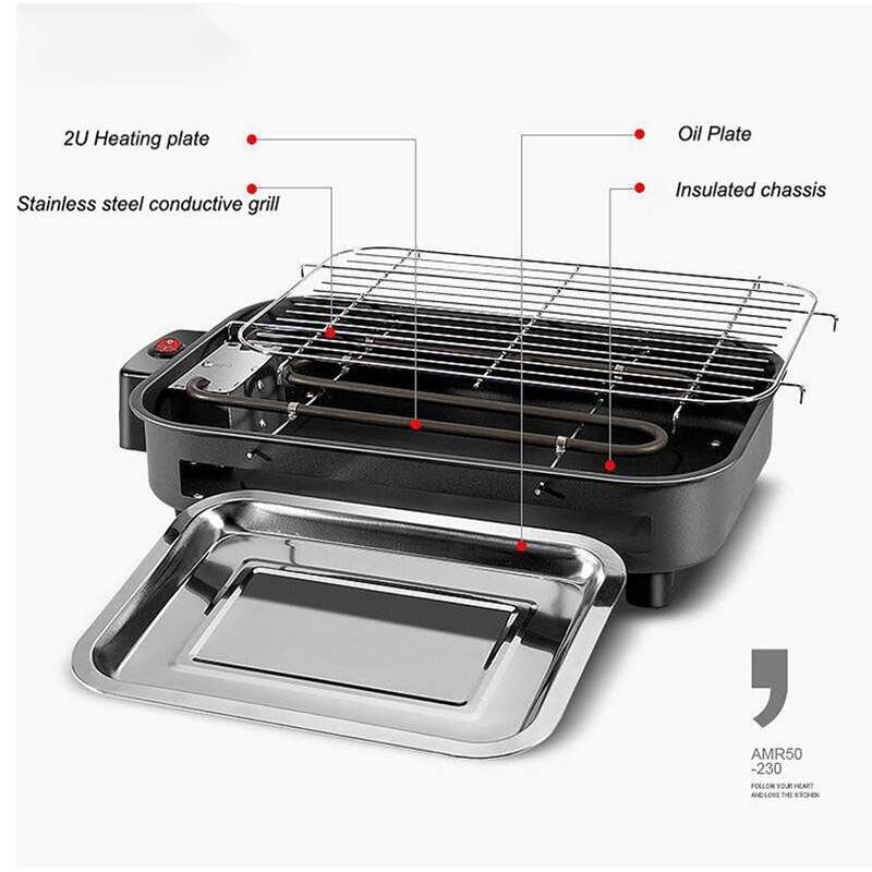 Kbxstart BBQ Grill 1300 W Multi-funktion Elektrische grillen Edelstahl Rauchfreien Elektrische Ofen Haushalt draussen Gesunde