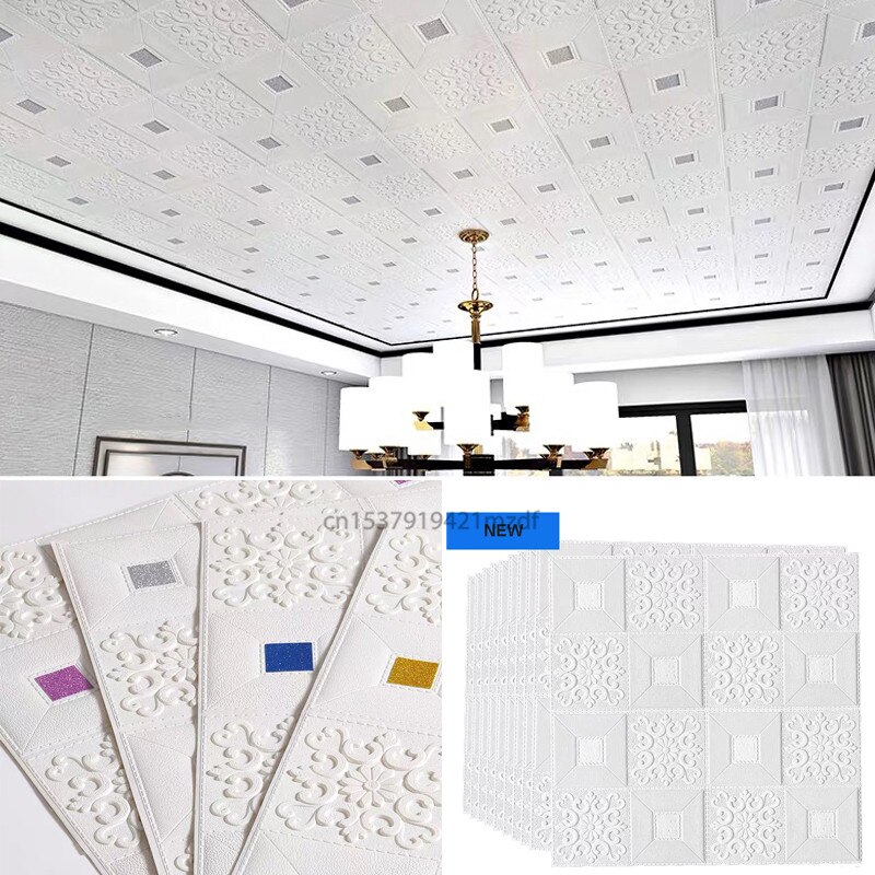 3D Stereo Wall Stickers Self-Adhesive Ceiling Decorative Panels Roof Foam Wallpaper Living Room Home Decor TV Background