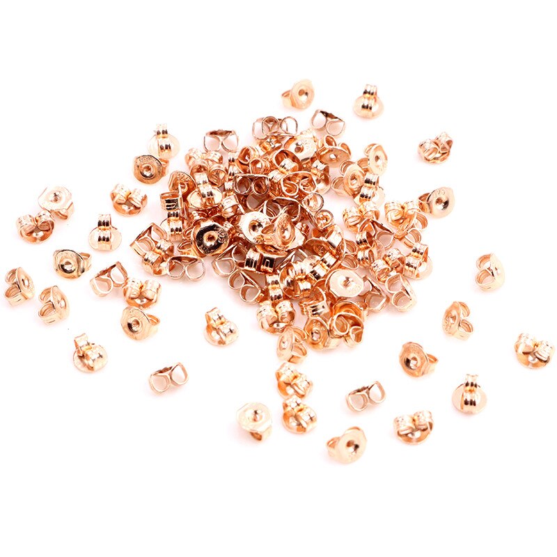 100pcs 925 Classic 6 Colors Plated Copper Metal Earring Back Plug Earring Settings Base Ear Studs Back: kc Gold