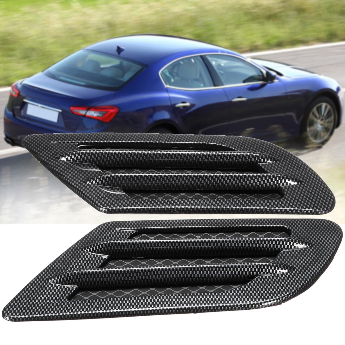 Bil deksel deksel karbonfiber luftinntak flyt side -fender ventilasjonshette scoop klistremerke