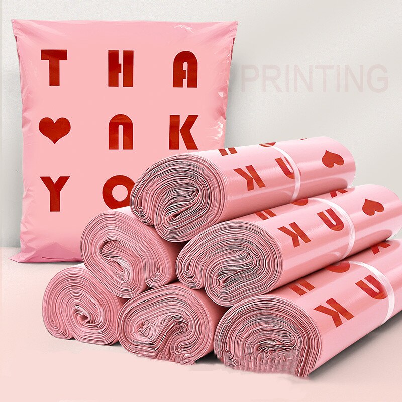 100 pezzi verde nuovo materiale Mailer spessa borsa espressa rosa lettera spedizione imballaggio sacchetto corriere poli sacchetto di trasporto posta di plastica