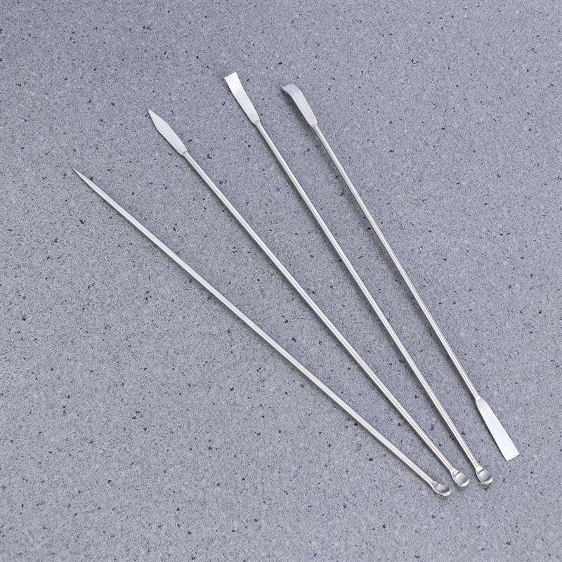 4 Stks/pak Laboratorium Lepels En Spatel Rvs Micro Laboratorium Lepels Reagens Sampling Lepel Lab Spatels Set