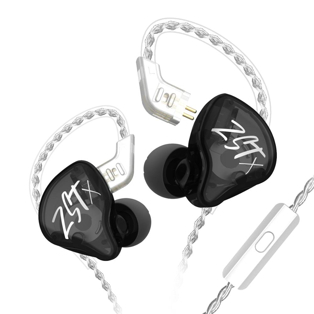 KZ ZSTX 1BA+1DD Hybrid technology HIFI In Ear Earphones Bass Earbud Sport Noise Cancelling Headset KZ ZS10 pro ZSN pro ZSX C12: Black with mic