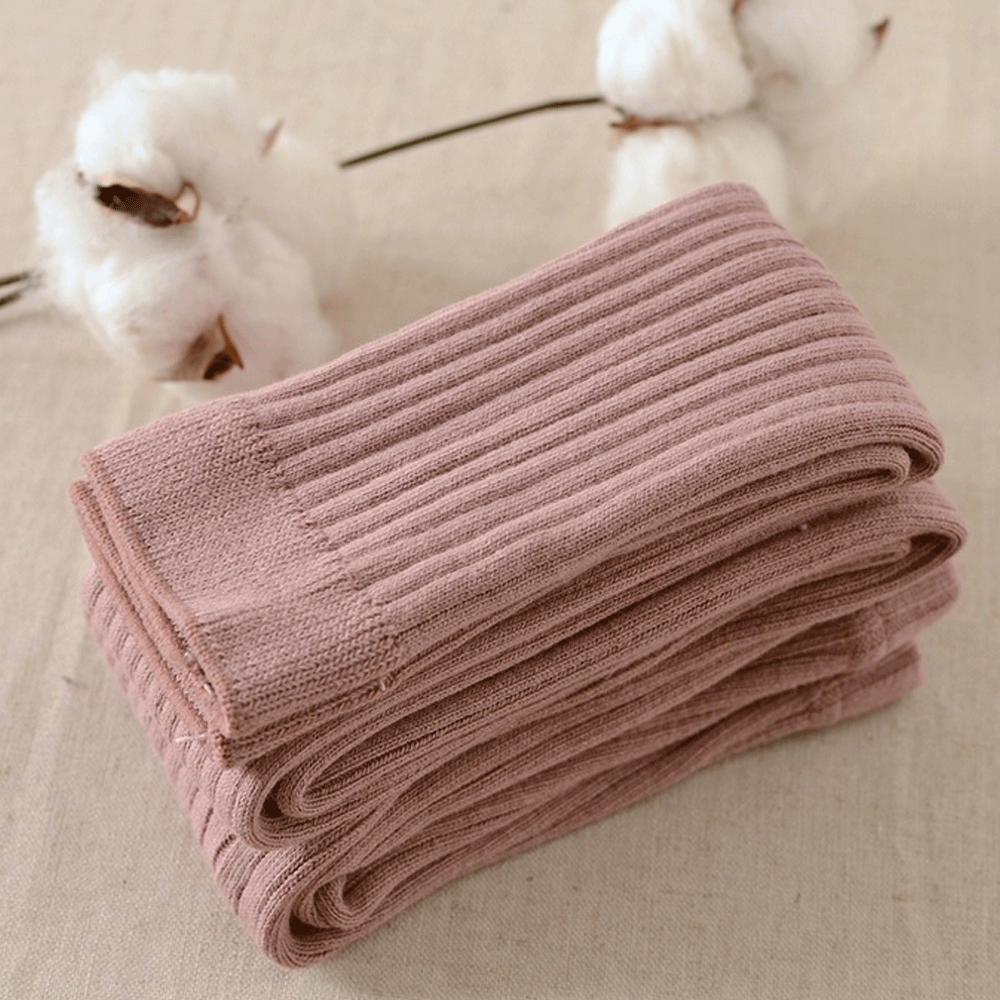 0-5Y freundlicher Baby betroffen Baumwolle Strumpfhosen Süssigkeit Farben Rippen Häkeln Strumpfhosen Herbst Winter Warme Weiche Strümpfe Lange Socken: Rosa / 1-3Y