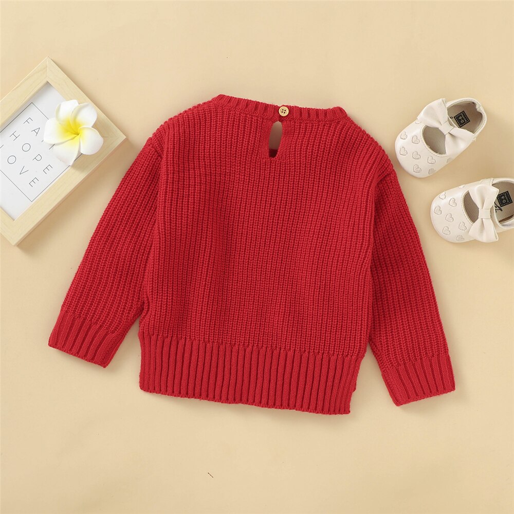 WenaZao, Otoño, recién llegados, niño pequeño, recién nacido, niñas, Tops tejidos, suéteres de cuello redondo de manga larga, camiseta roja de invierno