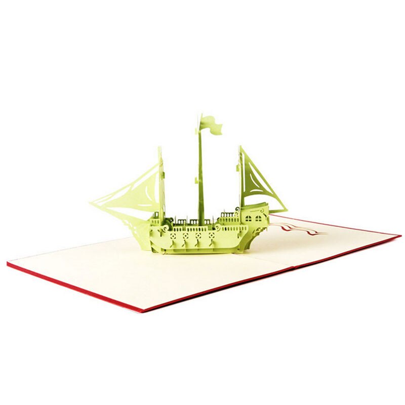 3D Up Greeting Card Sailing Ship Christmas Birthday Thank you Valentine Card 69HC: Green