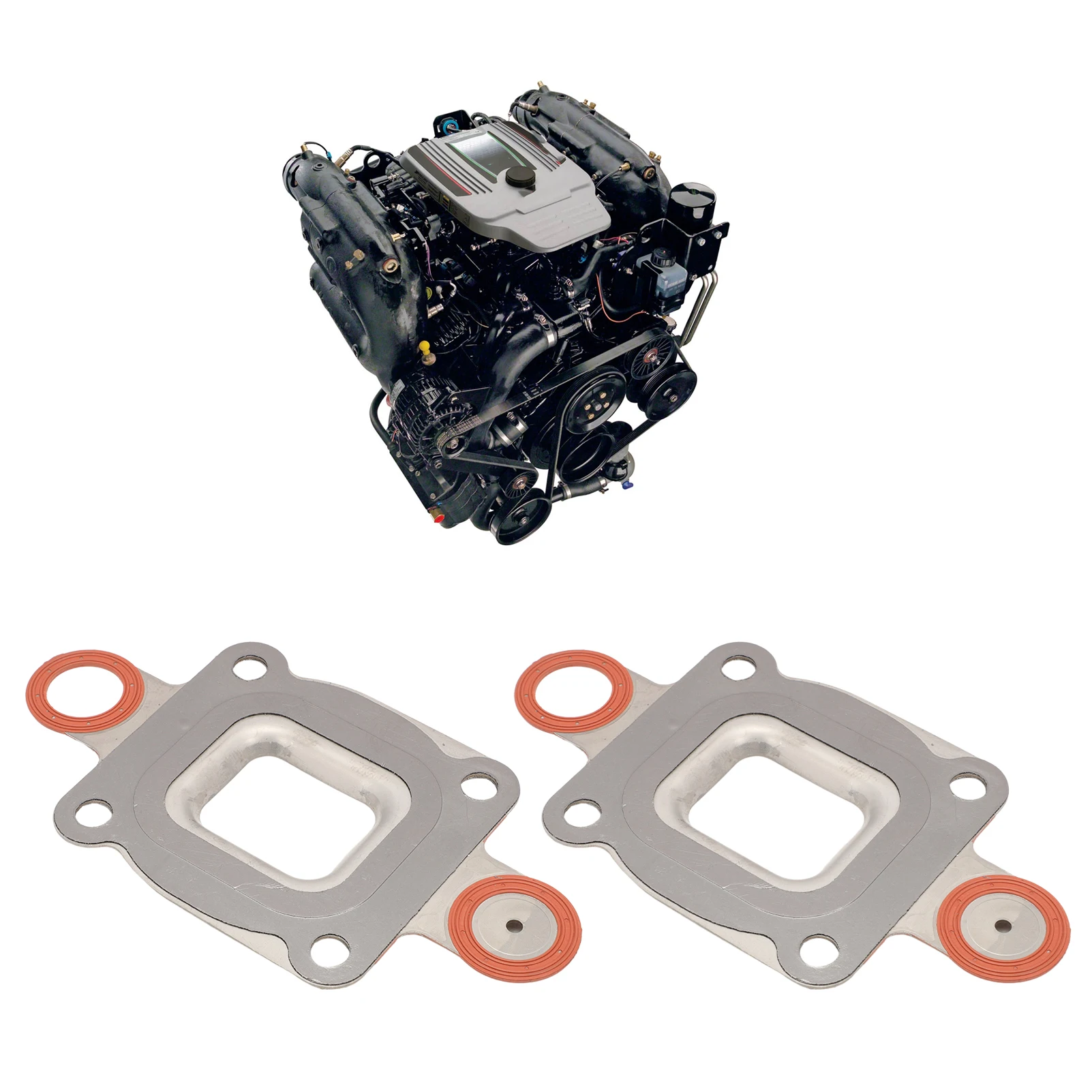 2 Stück Abgaskrümmer-Winkel-Riser-Dichtung, Trockenverbindung für MerCruiser 4.3L 5.0L 5.7 L V6 V8 27– 864850 A02 27- 864850 A1