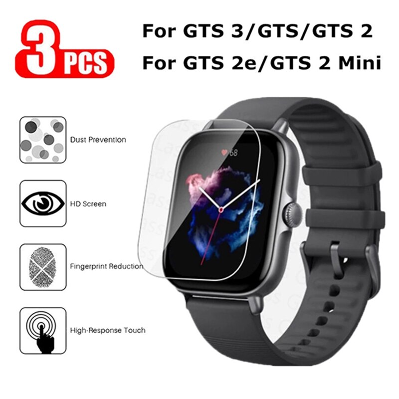 3Pcs Zachte Hydrogel Film Voor Amazfit Gts 3 Gts 2 2e Gts 2 Mini Smartwatch Screen Protector Voor GTS2 GTS2e GTS3 Film Niet Glas