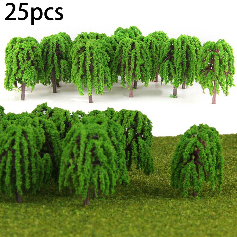 Display Model Tree Decoration 25pcs Plastic Resin Green 3D Landscape Willow