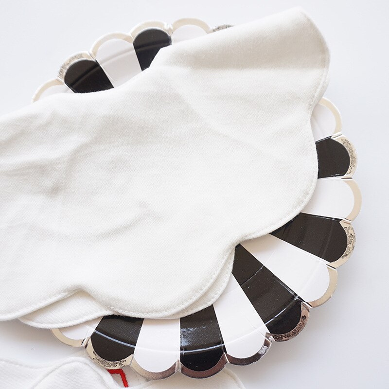 Bavoir circulaire en coton pour bébé, serviette pour nourrisson, bavoir en dentelle brodé avec nœud, 360