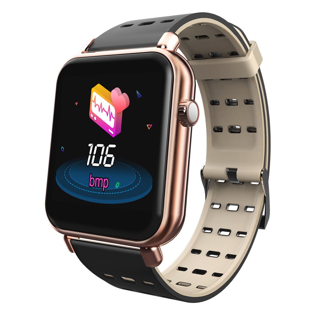 Gonoker bluetooth smartwatch  ip67 vandtæt smart band hjertefrekvens blodtryk ilt fitness tracker armbånd til mænd kvinder: Læderbrun