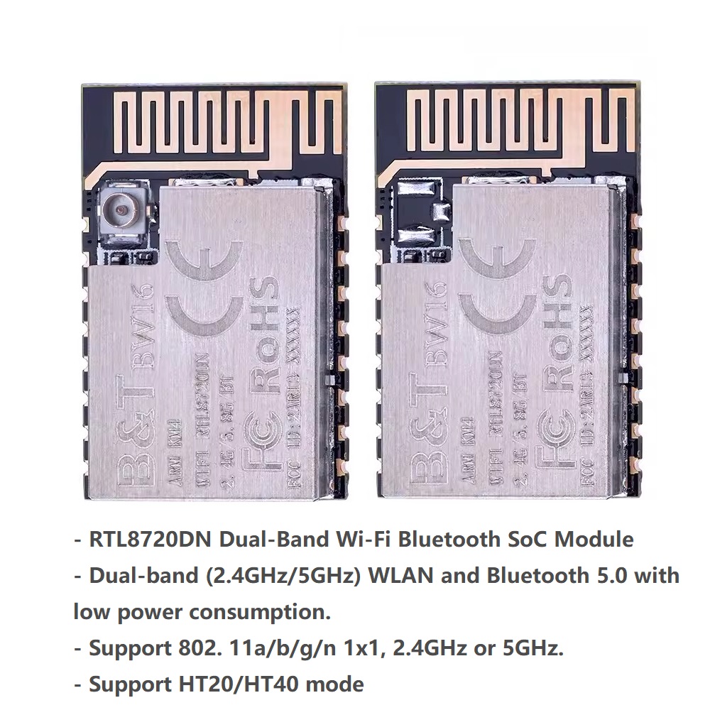 BW16 RTL8720DN Dual-band 2.4GHz/5GHz Wi-Fi Bluetooth SoC core module