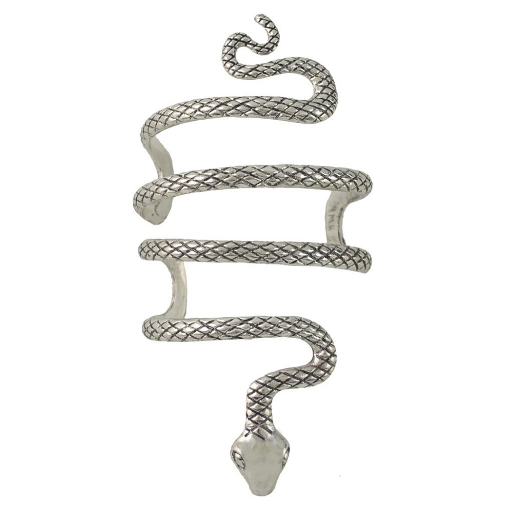 Jahrgang-armreif mit geschwungenem schlangenmotiv, silberfarben, Punk-stil, witziger und gruseliger schmuck für damen und herren
