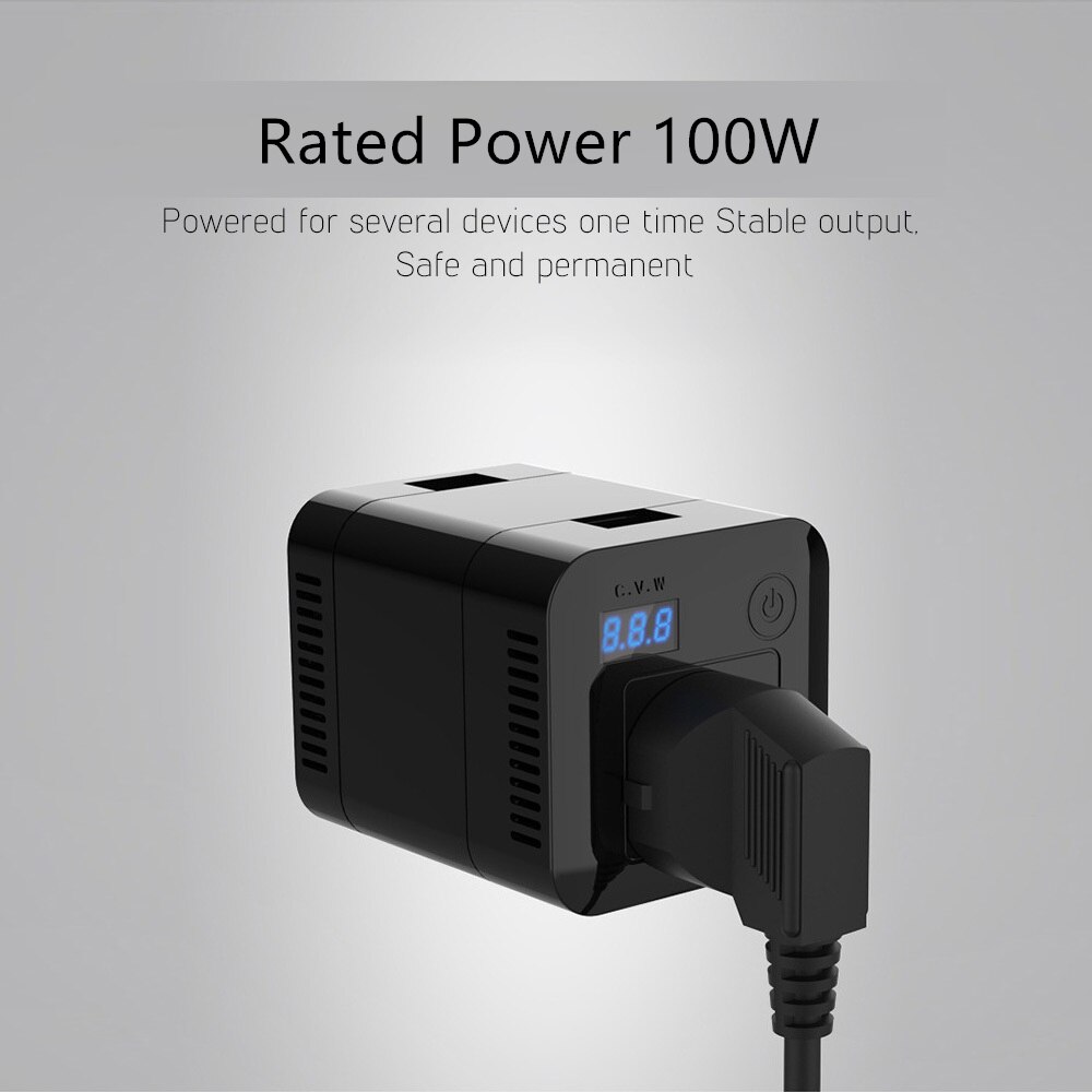 Aoshike 100w omvormer 12 v 220 v spanningstransformator dc naar  ac 12v to 220v stroomomvormer met 4 usb autoladeradapters