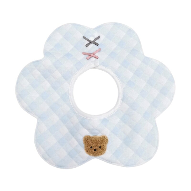 Cartoon Beer 360 Graden Rotatie Burp Doek Baby Bloemvorm Voeden Bib Bandana Sjaal Muli Lagen Zachte Puur Katoen: Blue