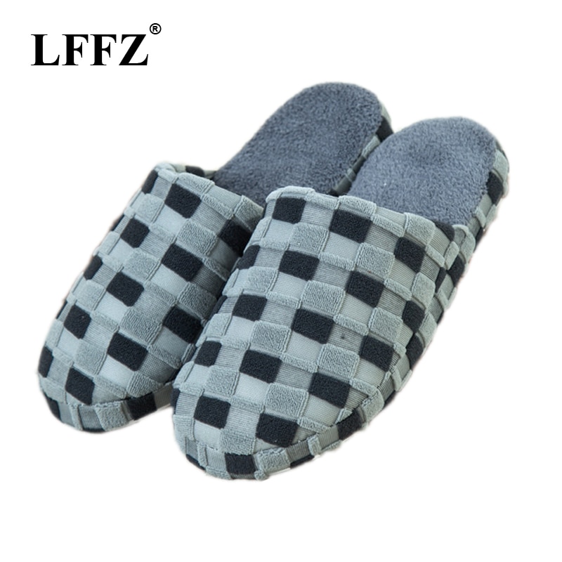 LFFZ 2018 Outono e Inverno Nova Homens Quentes chinelos de Algodão-acolchoado Amantes em casa Da Família Em Casa indoor Chinelos sapatos ST303