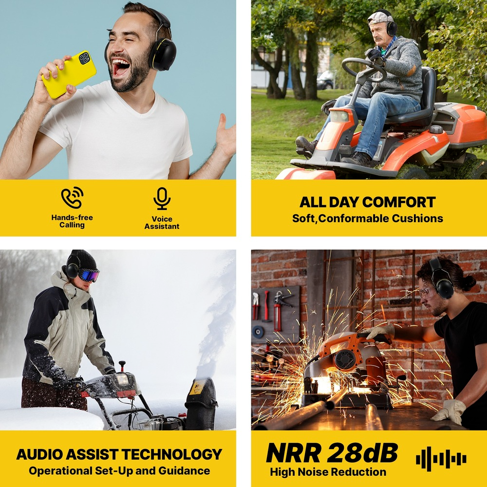 Auriculares de protección auditiva SNR de 30dB con Bluetooth, orejeras de seguridad recargables con reducción de ruido, Protector auditivo inalámbrico