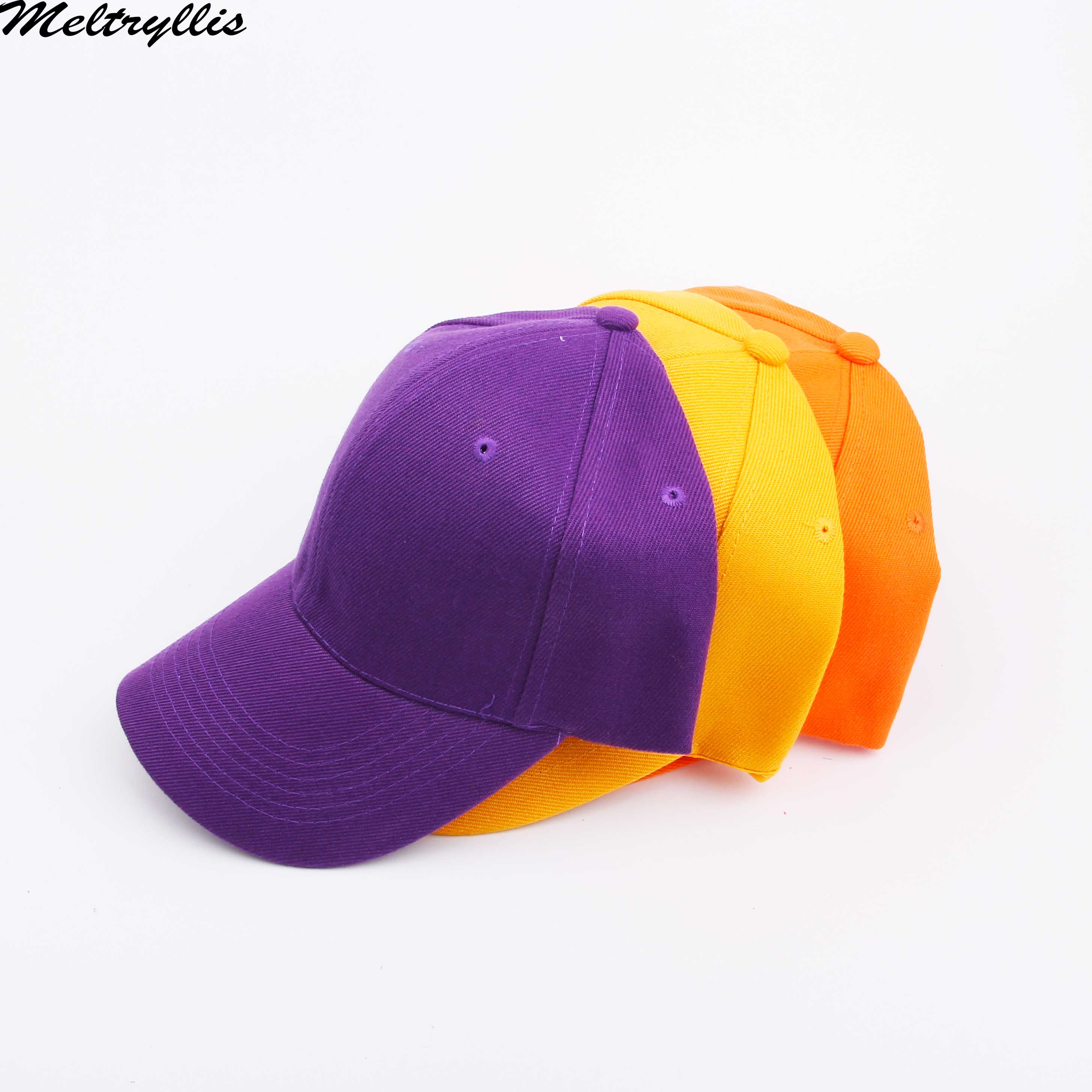 [Meltryllis] Gebogen Zonneklep Licht Boord Effen Kleur Oranje Geel Paars Baseball Cap Mannen Vrouwen Fahsion Outdoor Sport hoed