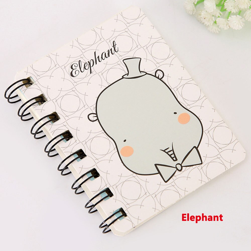 1 Pcs Notebook Creatieve Schattige Dieren Cartoon Rollover Spoel Notebook Flanner Tijdschrift Agenda Dagboek Schetsboek: elephant