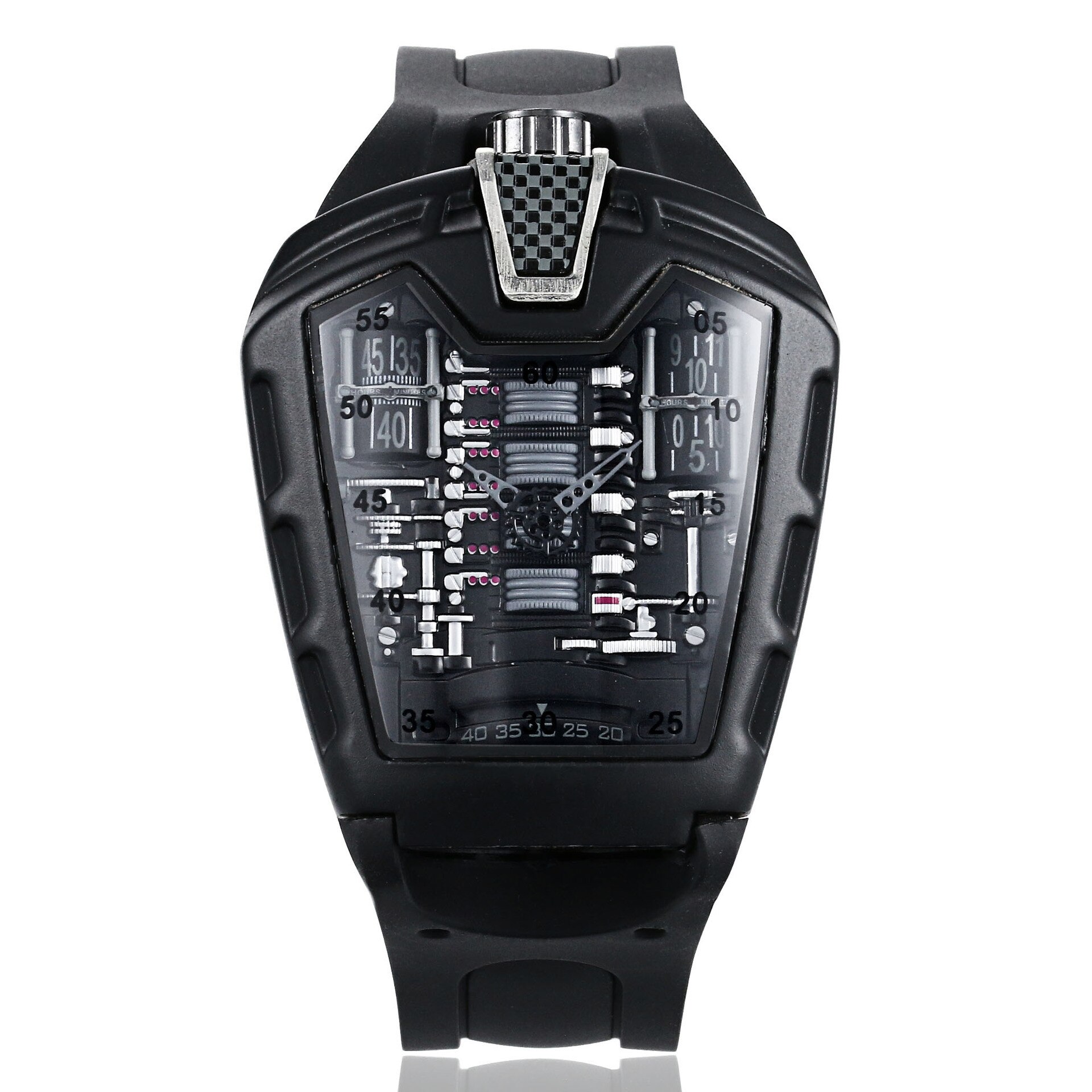 Sport Auto Konzept Racing Mechanische Stil Sechs Zylinder Motor Fach Kreative Uhr männer Uhr: Black Shell gray