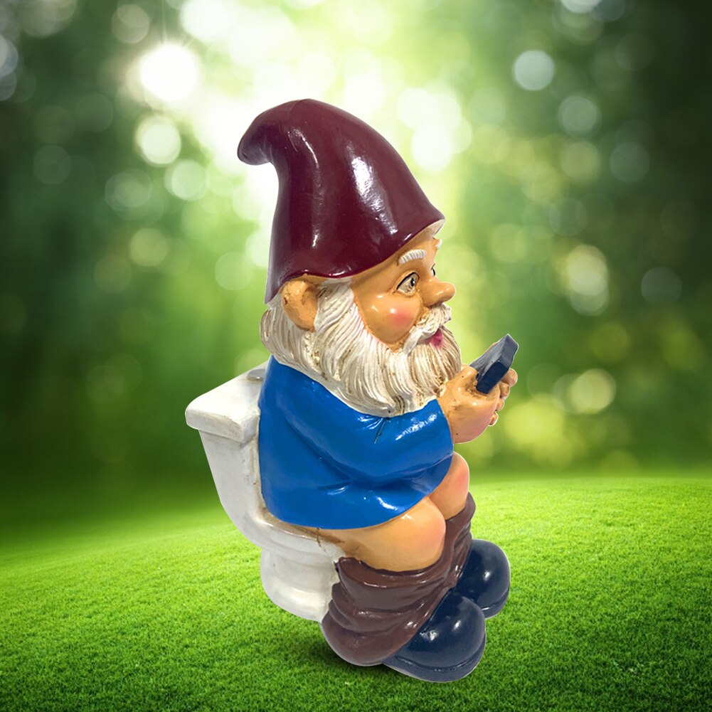 3D Dwerg Wc Spelen Telefoon Standbeeld Tuin Gnomes Mini Hars Pop Standbeeld Ambachten Outdoor Elf Miniatuur Tuin Dwerg Decoratie