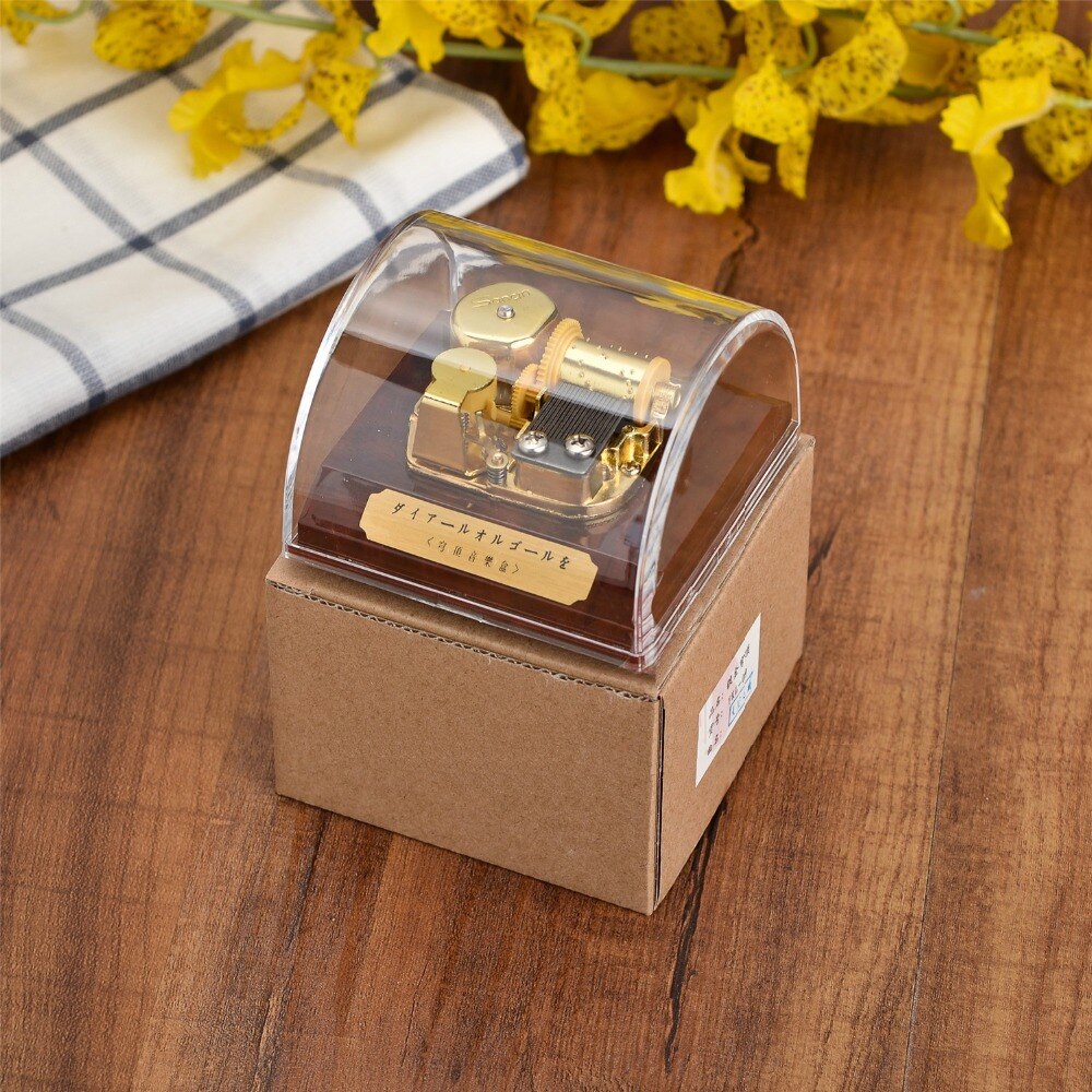 Transparant Acryl 18-Opmerking Wind-Up Musical Box Dome Box Met Stop Knop Voor Meisje, christmas Voor Kid