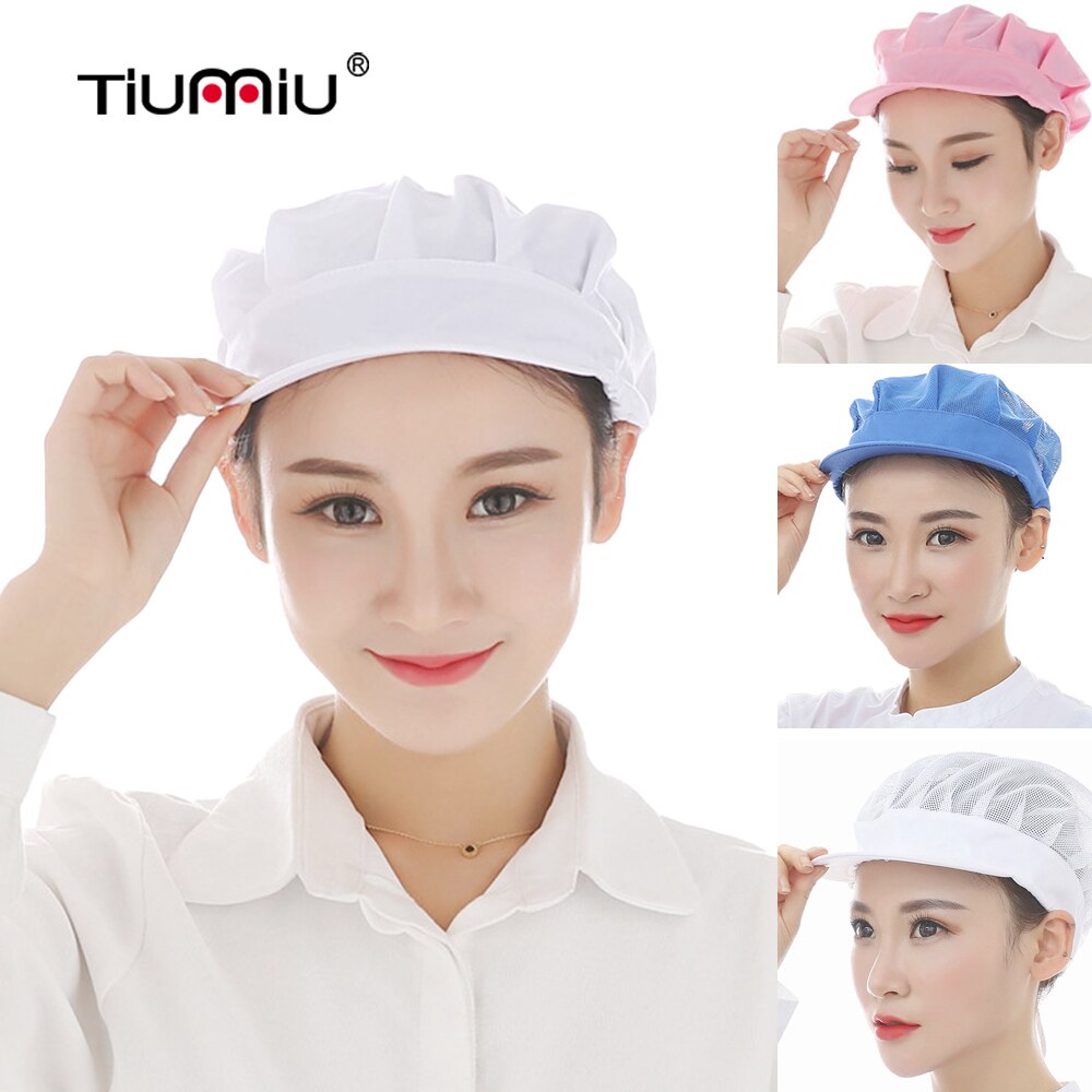 Breathable Mesh Chef Hat Men Women Restaurant Kitchen Cap Baking Hotel Food Service Waiter Cook Hats Food Factory Fast Food Caps