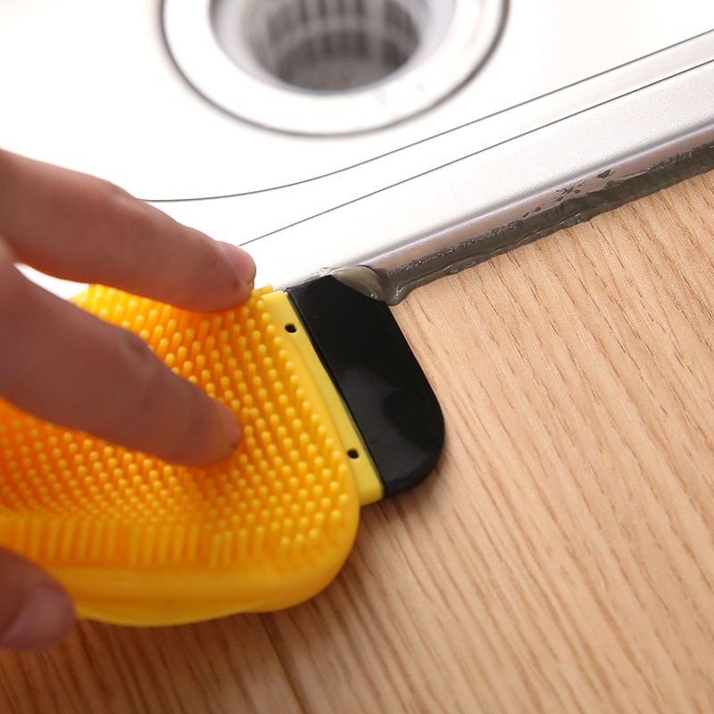 Kjøkkenrengjøringe silikonbørste multifunksjons magisk rengjøringe vaskeverktøy panne oppvaskbolle svampeskrape med såpedispenserr