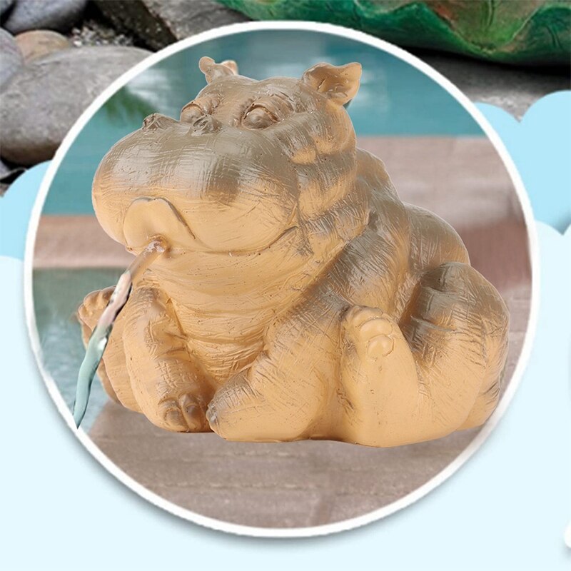 Hippo Decor Pond Spitter Statue, Hippo Garden Statue Animal Pond Sprinkler, Animal Fountain for Garden Decoration