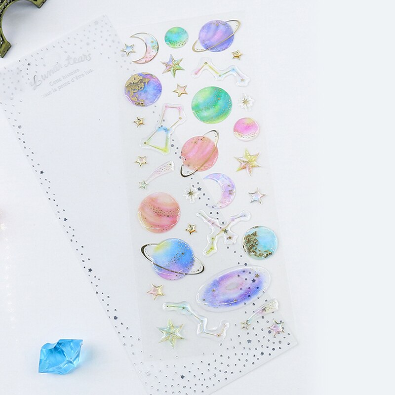 Fantasy water stickers bronzing 3D environmental protection mobile phone diary handbook sticker material children's: D-7