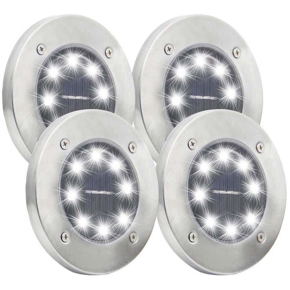 Draadloze waterdichte grondverlichting op zonne-energie, ,8 led-tuinpadverlichting voor buiten, verpakking van ,4: Geel